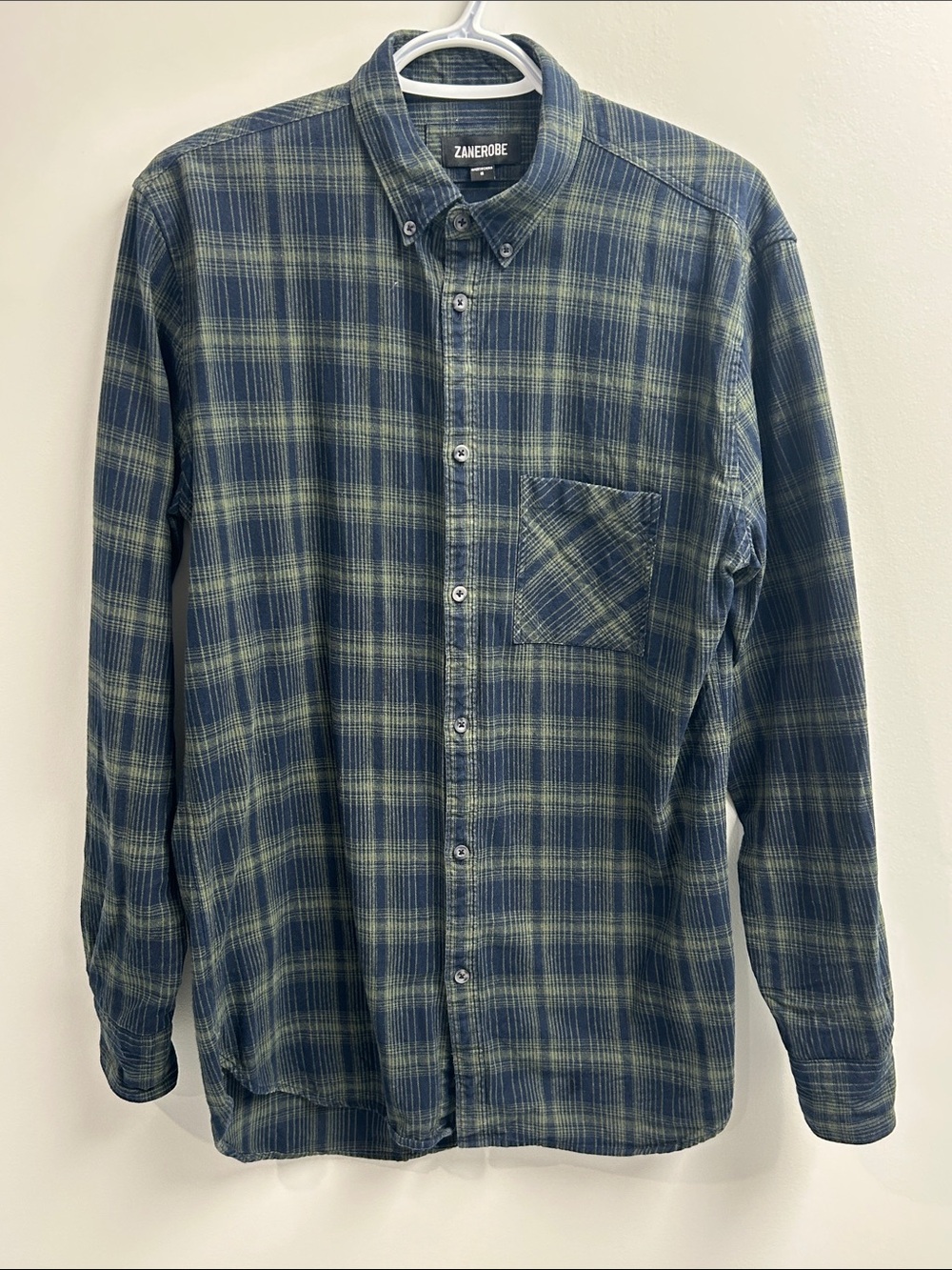 Zanerobe Olive & Blue Plaid Long-Sleeve Button-Down Shirt